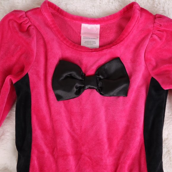 Nannette NWOT Hot Pink Black Tutu Velvet Girl Dress Party Birthday Holiday 4T - Picture 2 of 6